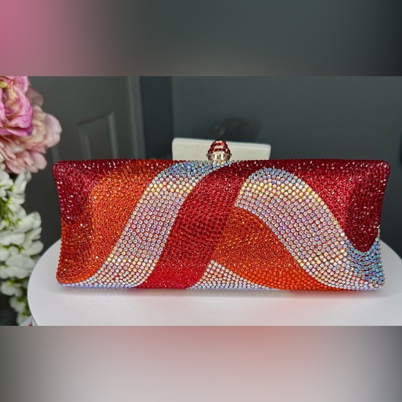 Crystals of Reds Silver & Gold Clutch . Stunning - Picture 3 of 6